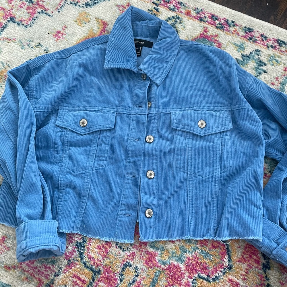 Blue corduroy cropped jacket